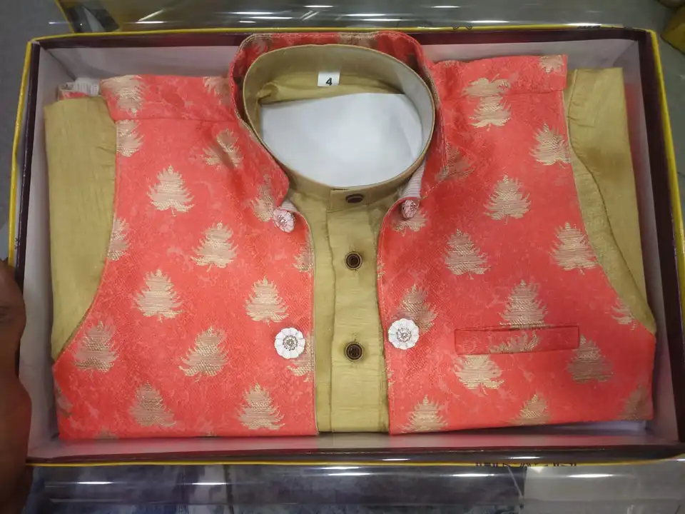 Kids kurta pyjama set with weaist coat 1/10 size uploaded by Shree gurudev collection / 9806507567 on 2/14/2023