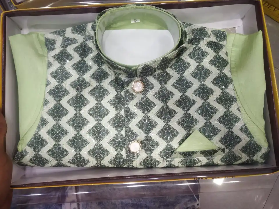 Kids kurta pyjama set with weaist coat 1/10 size uploaded by Shree gurudev collection / 9806507567 on 2/14/2023