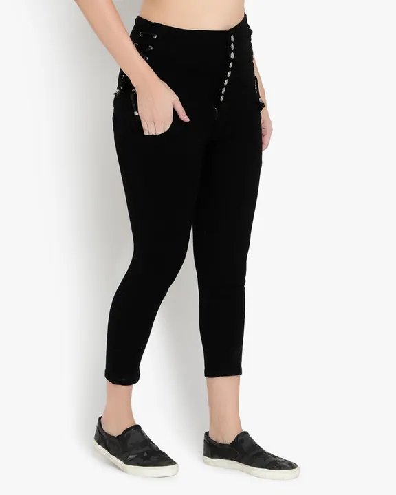 M MODDY 8 Button Stretchable Ankle Length High Waist Slim Women Black Jeans [Z399] uploaded by business on 2/14/2023