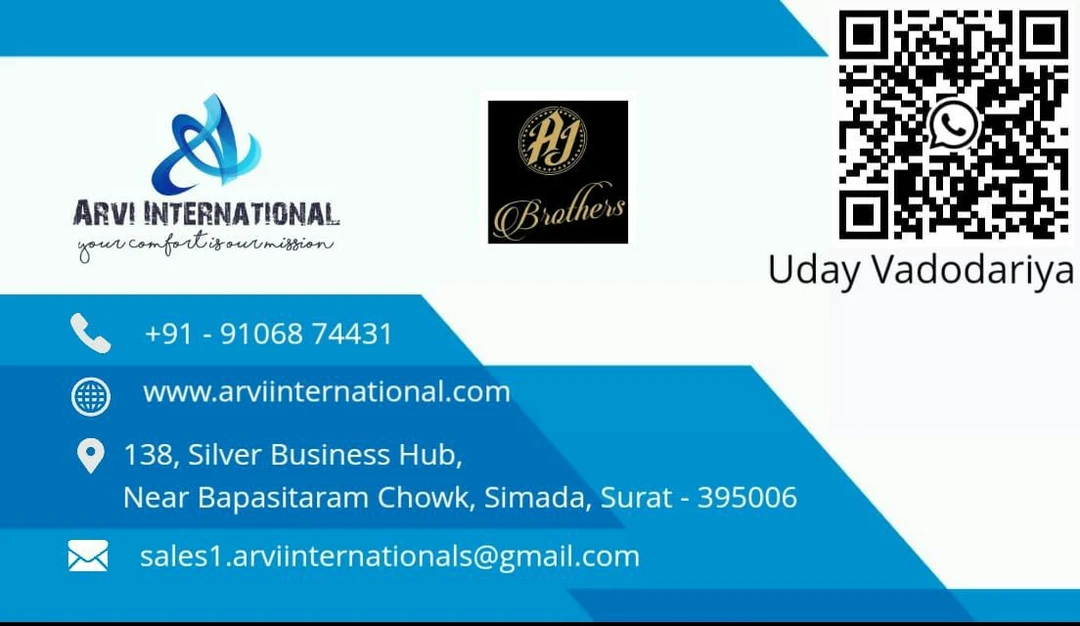 Visiting card store images of Arvi international