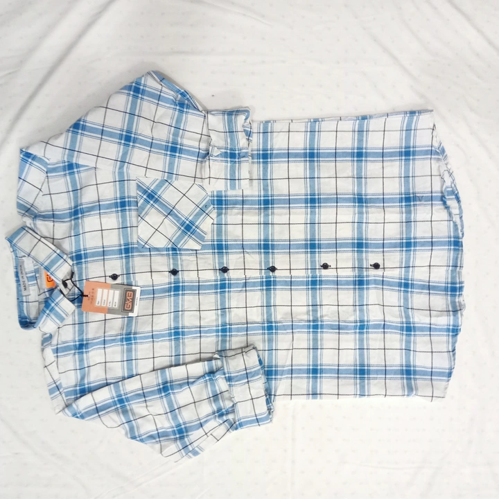 Checked shirt white with blue uploaded by business on 2/14/2023
