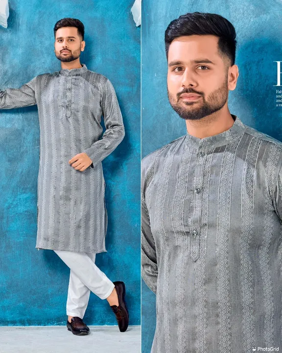 *Royal Attitude*

👇🏻 *Kurta Details* 👇🏻

 Kurta : Heavy Jequard Silk with weaving Jequard lining uploaded by Roza Fabrics on 2/14/2023