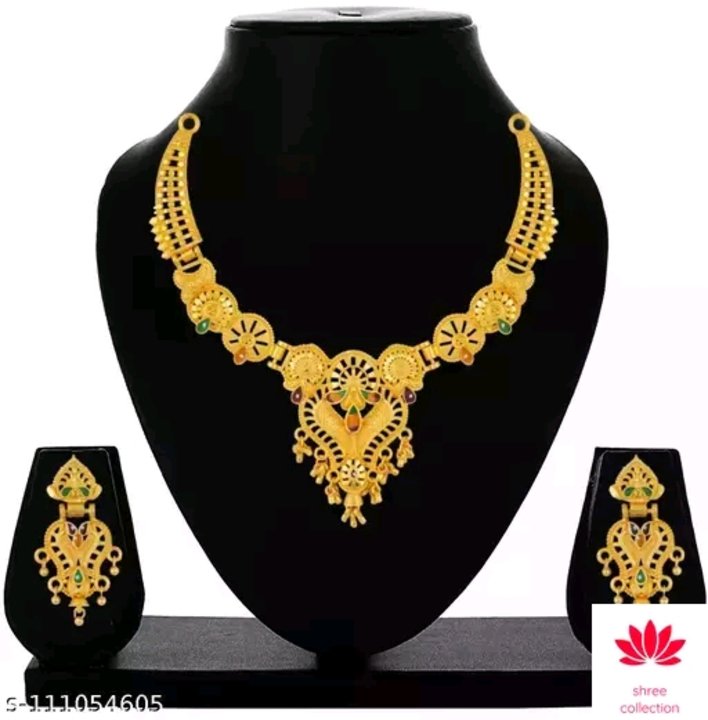 Gold plated necklace with earrings  uploaded by Shree collection  on 5/28/2024