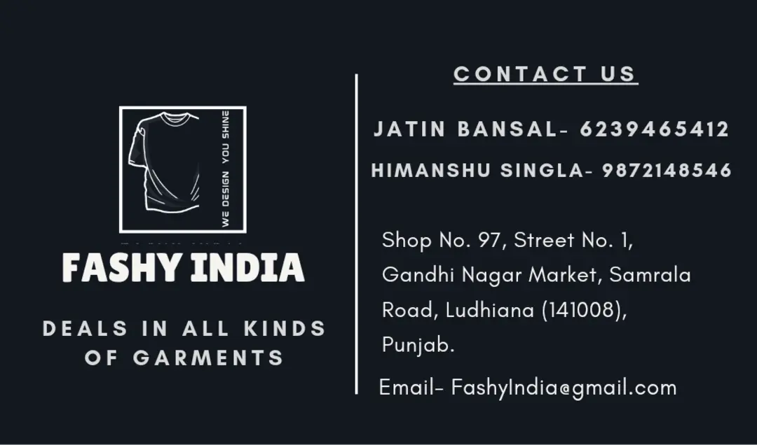 Visiting card store images of Fashy India