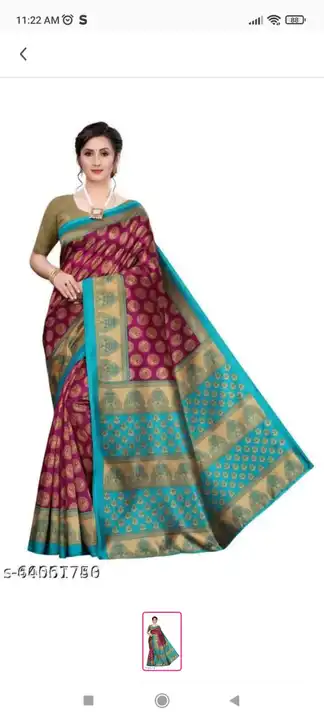 Post image मैं Bhagalpuri silk saree  के 10 पीस खरीदना चाहता हूं। मेरा ऑर्डर मूल्य ₹1350 है। कृपया कीमत और प्रोडक्ट भेजें।
