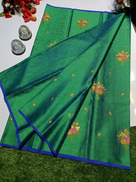 Kora muslin embroidery saree  uploaded by Aj creation on 2/15/2023