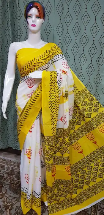 Sarees with blouse  uploaded by Ashoka bagru print on 2/15/2023