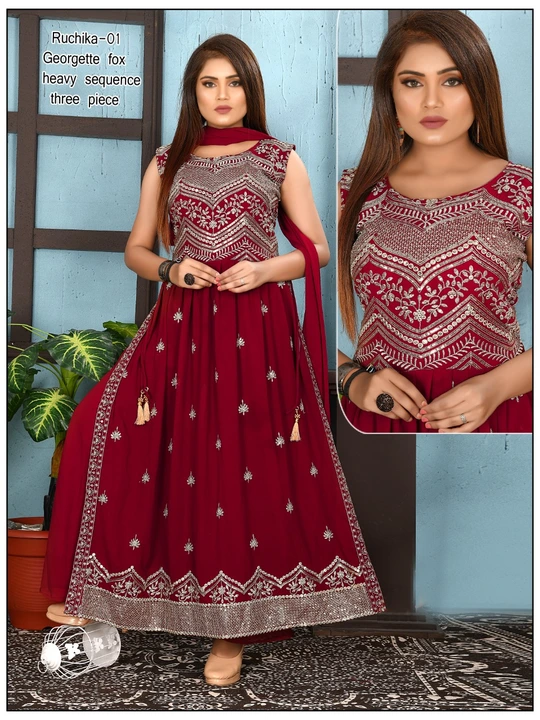 Fancy Nayra Sets duppatta sets palazzo sets 3 pcs heavy jorjet sets work sets  uploaded by Radha Creation , Maira sales for Readymade items on 5/2/2024