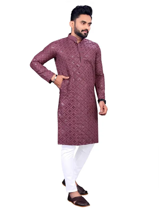 Miror embroidery work mens kurta uploaded by business on 2/15/2023