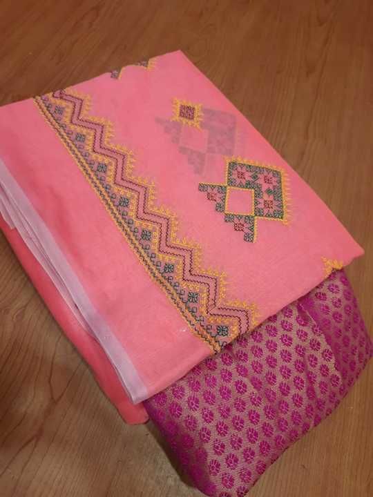 Chanderi cotton kasmiri work saree uploaded by business on 2/20/2021