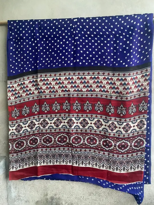 Bandhni modal ajrakh hand print sarees  uploaded by Javed a panwala on 5/8/2024
