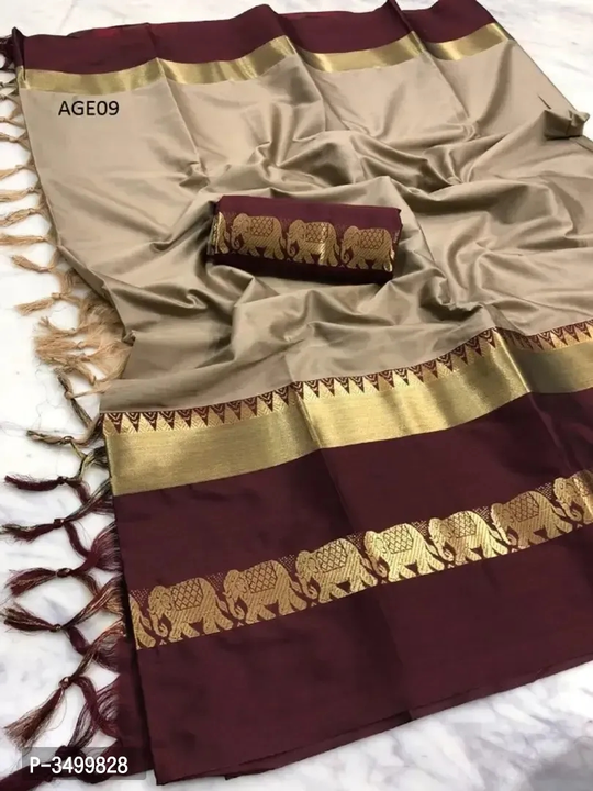 Elephant design cotton silk saree with blouse piece  uploaded by Vikas Marketing  on 6/1/2024