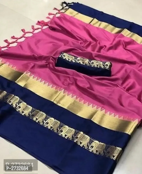 Product image with price: Rs. 350, ID: elephant-design-cotton-silk-saree-with-blouse-piece-acf03c80
