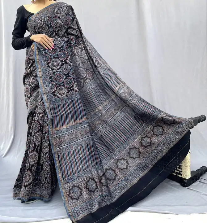 *Ajrakh Chanderi Saree*
*Hand Block Printed*
*Natural Colour Dye*
*Printed Blouse Pice*
*Price Rs.32 uploaded by Aanvi fab on 2/15/2023