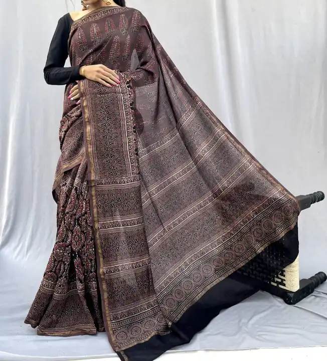 *Ajrakh Chanderi Saree*
*Hand Block Printed*
*Natural Colour Dye*
*Printed Blouse Pice*
*Price Rs.32 uploaded by Aanvi fab on 2/15/2023