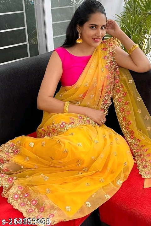 Catalog Name:*Myra Pretty Sarees*
Saree Fabric: Super Net
Blouse: Saree with Multiple Blouse
Blouse  uploaded by Vaishali wholesale store on 2/15/2023