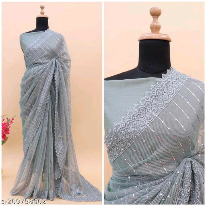 Catalog Name:*Banita Refined Sarees*
Saree Fabric: Georgette
Blouse: Running Blouse
Blouse Fabric: A uploaded by business on 2/15/2023