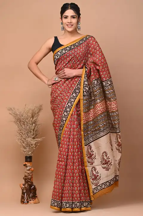 Chanderi silk saree uploaded by Bagru crafts on 2/15/2023