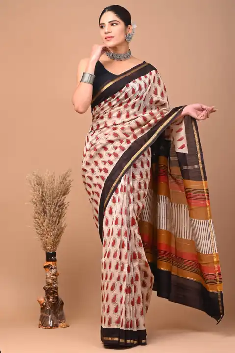 Chanderi silk saree uploaded by Bagru crafts on 2/15/2023
