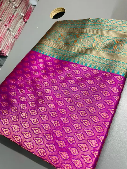 

🍁 *Beautiful Art Silk Jacquard Border Saree With Copper Work On All Over The Saree And Unstitched uploaded by Vishal trendz 1011 avadh textile market on 2/15/2023
