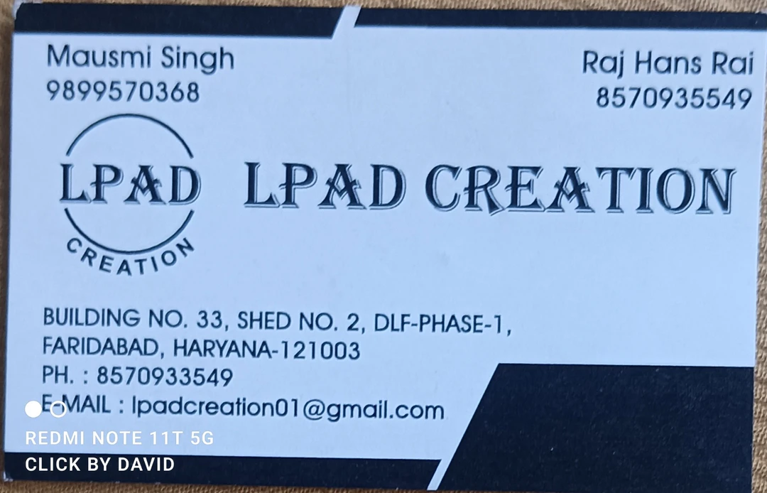 Visiting card store images of Lpad creation