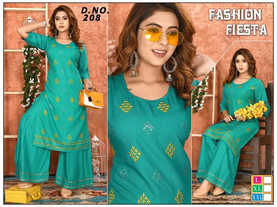 2 pcs sets kurti with palazzo fancy  uploaded by Radha Creation , Maira sales for Readymade items on 2/15/2023