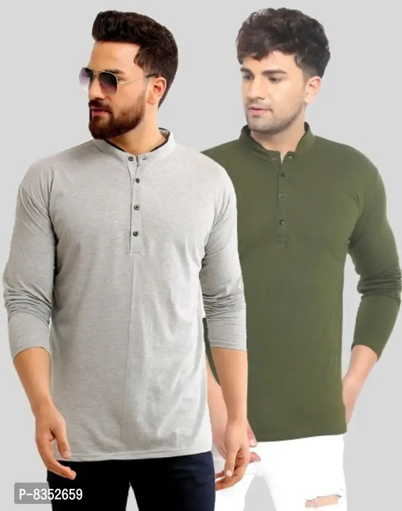 Stylish Cotton Solid Tees Combo For Men Pack Of 2 uploaded by wholsale market on 2/16/2023