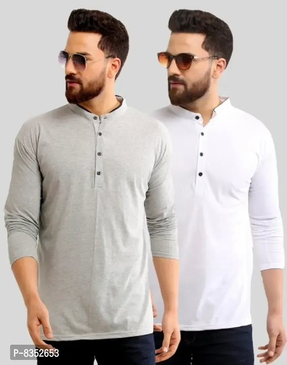 Stylish Cotton Solid Tees Combo For Men Pack Of 2 uploaded by wholsale market on 2/16/2023