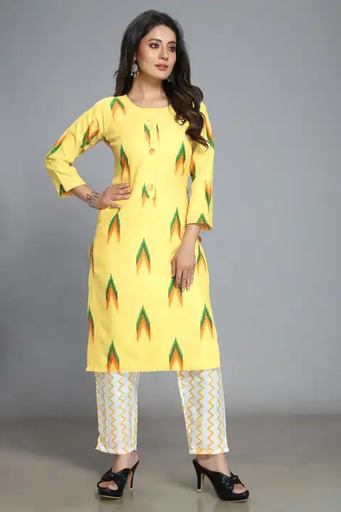 Cotton Blend printed kurti pant set  uploaded by business on 2/16/2023