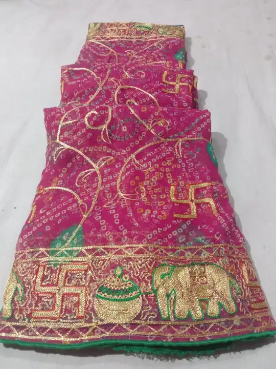 Rajasthani saree uploaded by Jaipuri wholesale gotta patti kurtis nd sarees on 2/16/2023