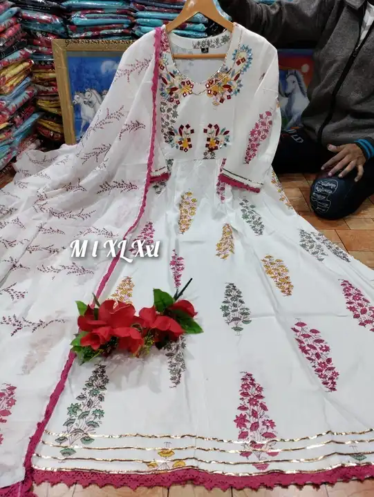 Premium Rayon Slub Beautiful Anarkali paired up with Dupatta  uploaded by Shree Dayal and Company on 2/16/2023