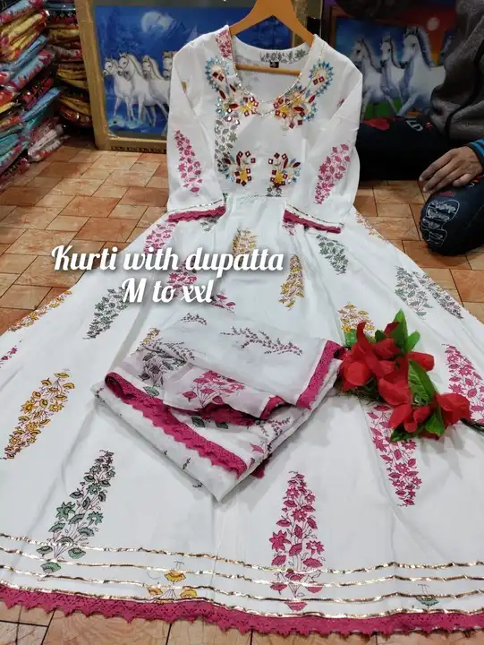 Premium Rayon Slub Beautiful Anarkali paired up with Dupatta  uploaded by Shree Dayal and Company on 2/16/2023