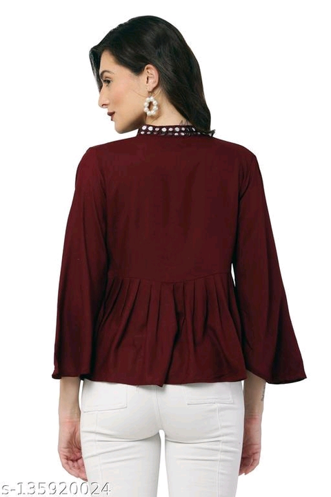 Jugly Girls Rayon Fabric Solid 3/4th Sleeve Top For Women | Maroon uploaded by wholsale market on 2/16/2023