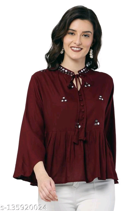 Jugly Girls Rayon Fabric Solid 3/4th Sleeve Top For Women | Maroon uploaded by wholsale market on 2/16/2023