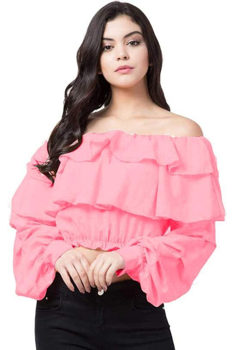 Women frill crop top Pink uploaded by Mam and You on 5/28/2024
