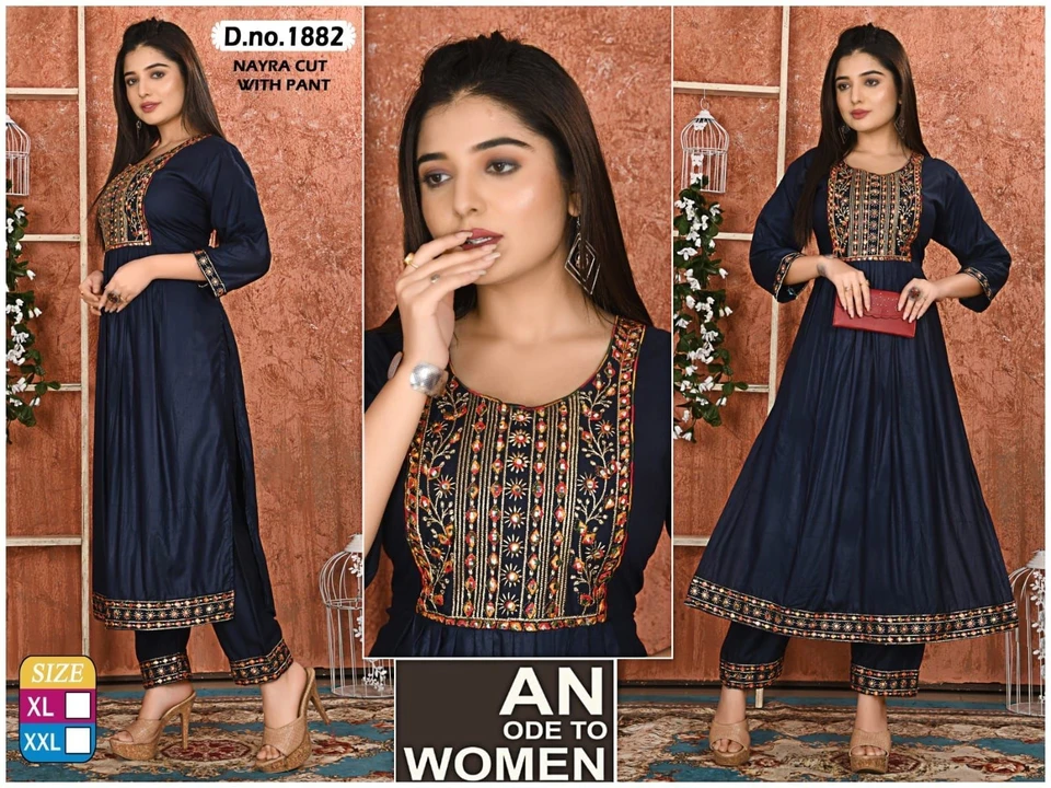 2 pcs Sets Kurti With Pant Sets Designer Kurti Pant sets Heavy Work Kurti Pant set Long Ghera Kurti  uploaded by Radha Creation , Maira sales for Readymade items on 2/16/2023