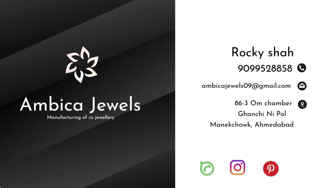Visiting card store images of AMBICA JEWELS