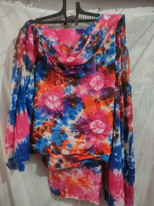 Reyon fabric cotton dupatta material Tye dye  uploaded by Samim suits collection on 5/19/2024