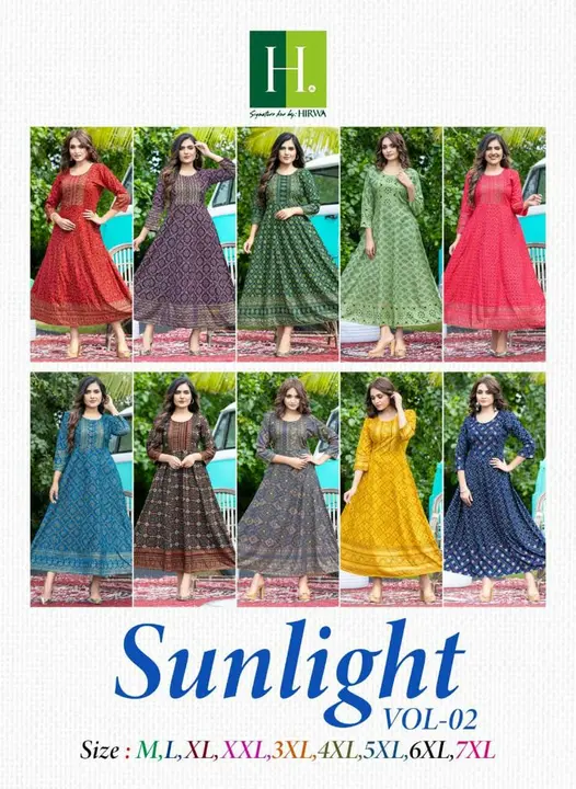 *HIRWA* PRESENTS its latest Catalog📒NAME: *SUNLIGHT VOL.2*👗 Fabric: *HEAVY RAYON  uploaded by Agarwal Fashion  on 2/17/2023