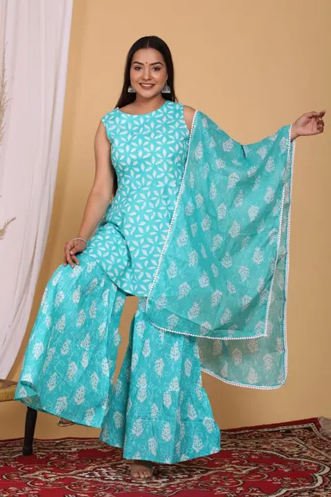 Women sarara suit set  uploaded by Julu creation on 2/17/2023