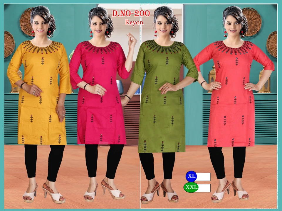 STRAIGHT KURTI FRESH STOCK
 ALL OVER EMBROIDERY WORK

SIZE XL XXL 4 COLOR SET uploaded by M A Fashion on 2/17/2023