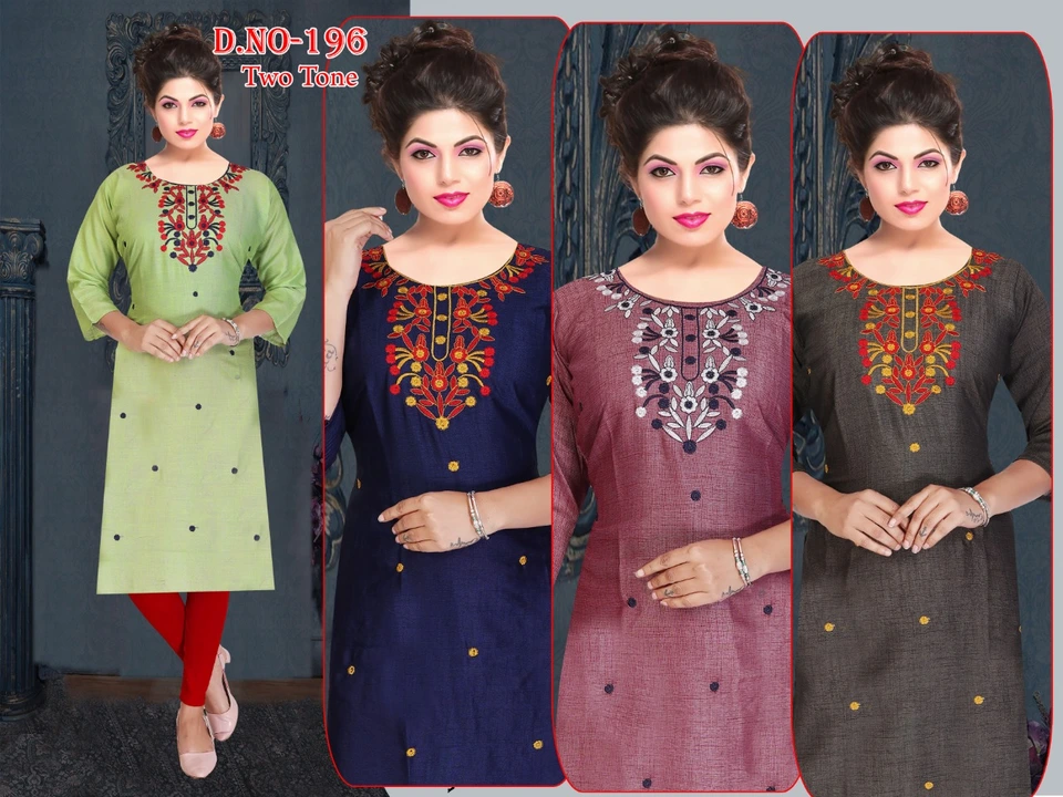 STRAIGHT KURTI FRESH STOCK
 ALL OVER EMBROIDERY WORK

SIZE XL XXL 4 COLOR SET uploaded by M A Fashion on 2/17/2023