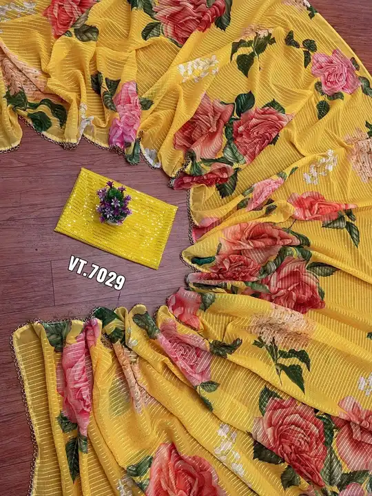 ☘️🛎️🛎️ NEW LAUNCHING 🛎️🍀


*🥻 Sari Fabric: Georgette 60 Grams with Crochet 2.MM Sequins Work &  uploaded by Vishal trendz 1011 avadh textile market on 2/17/2023
