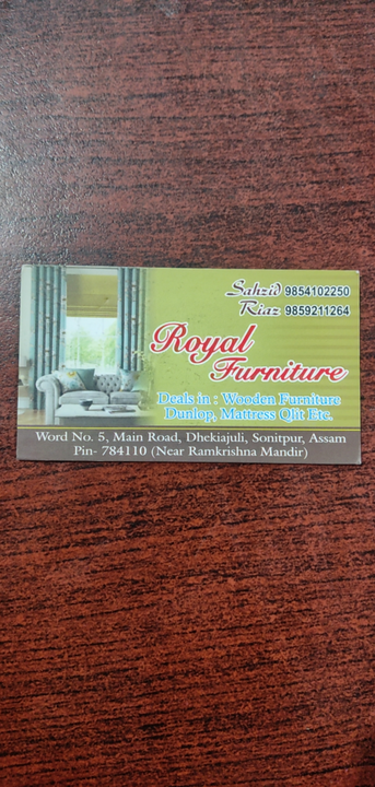 Visiting card store images of Royal brothers enterprises