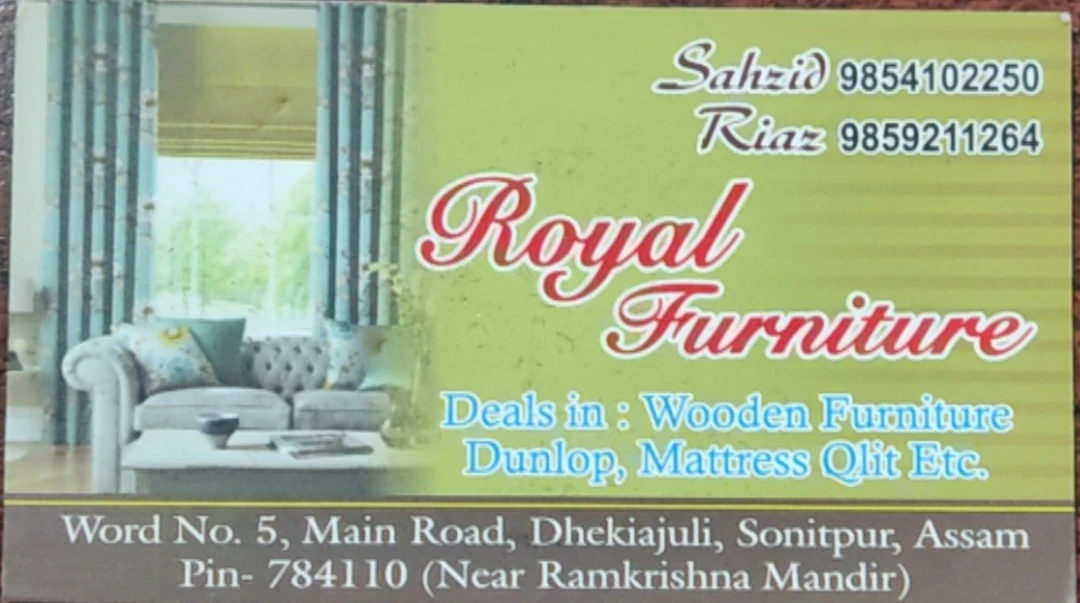 Visiting card store images of Royal brothers enterprises