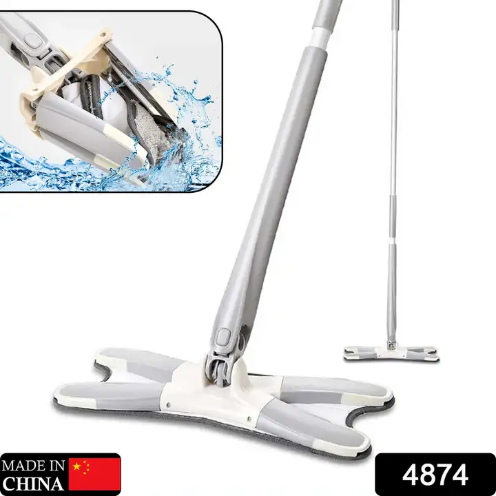 4874 X SHAPE MOP OR FLOOR CLEANING HANDS-FREE SQUEEZE MICROFIBER FLAT MOP SYSTEM 360° FLEXIBLE HEAD, uploaded by DeoDap on 2/17/2023