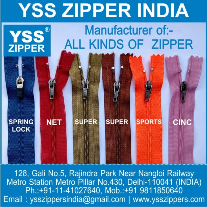 Post image Yss zips is your garments partner zips
Any query call me 9811850640