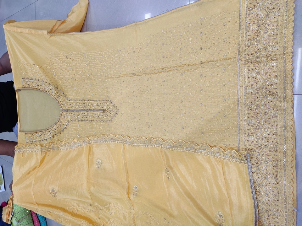 Polyester Chinon to Chinon heavy Top Dupatta jarkans Stones Work Suit uploaded by Suhani fashion on 2/18/2023