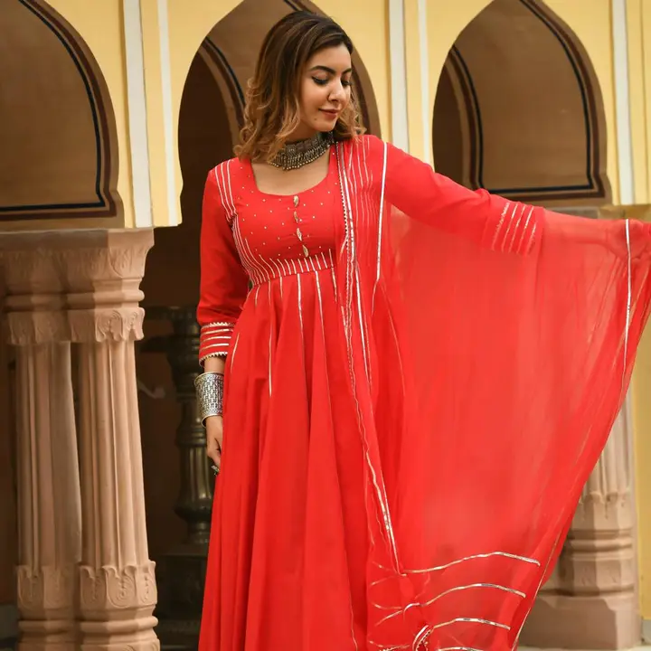 😍 Red ❤️ Love 😍 

💃 *New Festive Design Launch*💃

*Beautiful Rayon Fabric gown With Heavy Hand  uploaded by Aastha Engineering on 2/18/2023