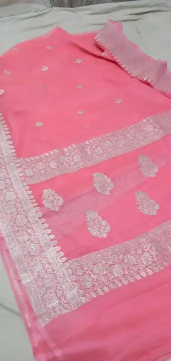 pure banarasi khaddi georgat chiffon silk saree  uploaded by Abda fabrics on 2/18/2023